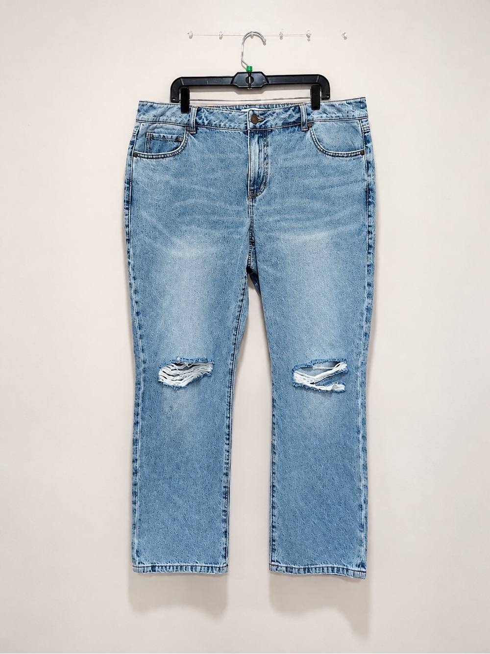 Gabi Jeans Women’s Size 16 Light Wash Distressed Ripped Cuffed Straight